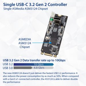 USB 3.2 Gen 2 (10 Gbps) 1-Port Type-C M.2 22x60 B+M key Controller Card - SY-ADA20232 USB 3.2 Gen 2 (10 Gbps) 1-Port Type-C M.2 22x60 B+M key Controller Card - SY-ADA20232