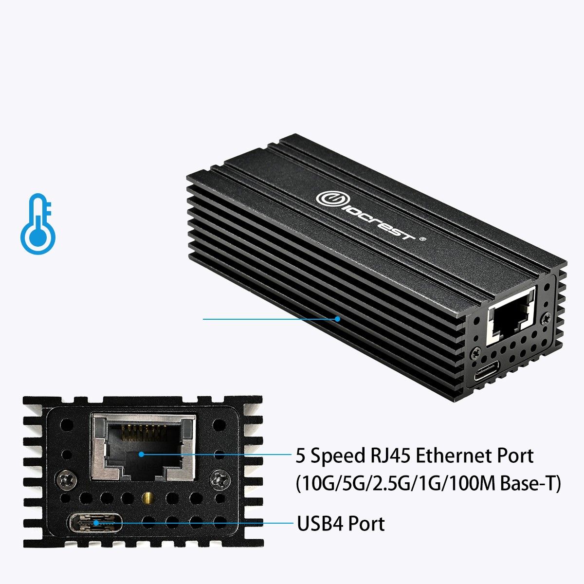 Adattatore Ethernet 10Gbps USB4/Thunderbolt 3-4 - Chip AQC113, Alluminio, Ventola Attiva, Plug & Play Per Mac/Windows