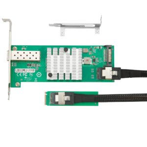 M.2 M-Key Single SFP+ Port 10G Ethernet LAN Adapter with 50cm Cable, with Intel 82599EN Controller