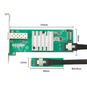 M.2 M-Key Single SFP+ Port 10G Ethernet LAN Adapter with 50cm Cable, with Intel 82599EN Controller