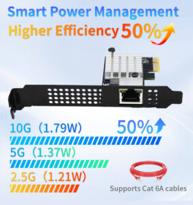 IO CREST Single Port 10 Gigabit Ethernet PCI-e x1 Network Card RTL8127 Chipset
