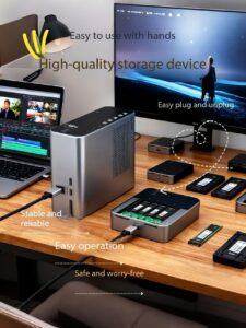 4 Bays USB4.0 (USB-C) 40G Portable NVMe (M Key, B+M Key) / PCIe SSD (2280, 2260, 2242, 2230) Ultra Fast External SSD Docking Station Duplicator Cloner (Docking Only)