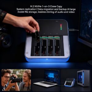 4 Bays USB4.0 (USB-C) 40G Portable NVMe (M Key, B+M Key) / PCIe SSD (2280, 2260, 2242, 2230) Ultra Fast External SSD Docking Station Duplicator Cloner (Docking Only)