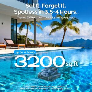 Pool Vacuum Robot - AI Smart Navigation, 360° Top-to-Bottom Cleaning, 4 Cleaning Modes, Over 3.5h Replaceable Battery Design, for Inground & Above-Ground Pools up to 3,200 Sq. Ft