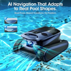 Pool Vacuum Robot - AI Smart Navigation, 360° Top-to-Bottom Cleaning, 4 Cleaning Modes, Over 3.5h Replaceable Battery Design, for Inground & Above-Ground Pools up to 3,200 Sq. Ft