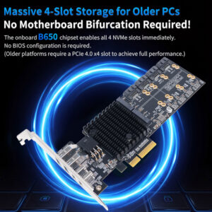 SouthBridge Max PCIe 4.0 Multi-Function Expansion Card up to 12 Ports (NVMe M2, USB, SATA) - No Motherboard Bifurcation Required